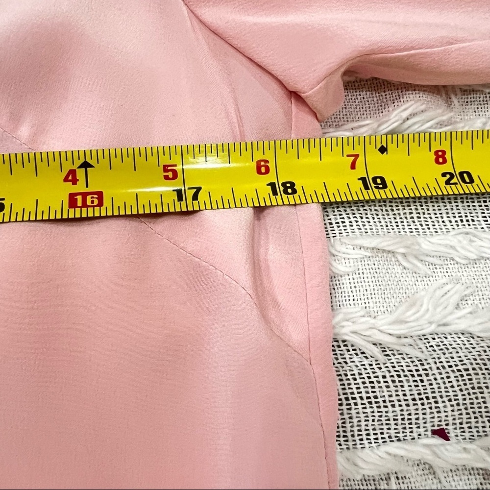 Lauren Ralph Lauren Womens Pink 100% Silk Blouse Long Flutter Sleeve Sz S Casual - Picture 8 of 8